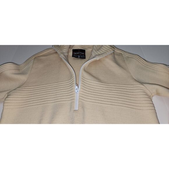 Vintage Demetre Beige 100% Virgin Wool 1/2 Zip Sweater Size M - Picture 5 of 10